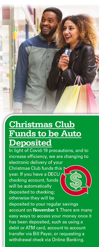 Christmas Club Funds to be Auto Deposited